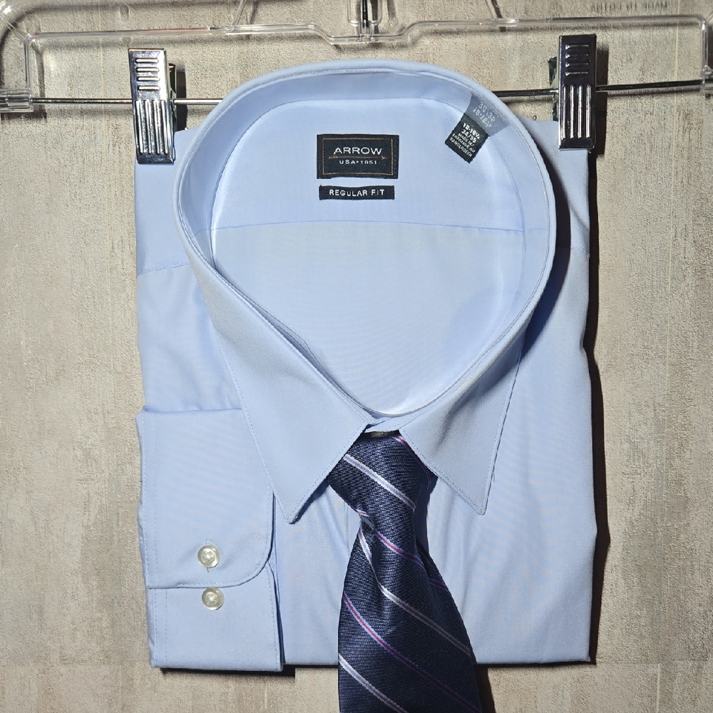 XXL Arrow Men's Sky Blue Dress Shirt with Tie